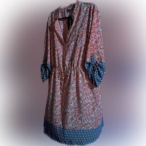 Bright floral spring summer plus size dress red blue white